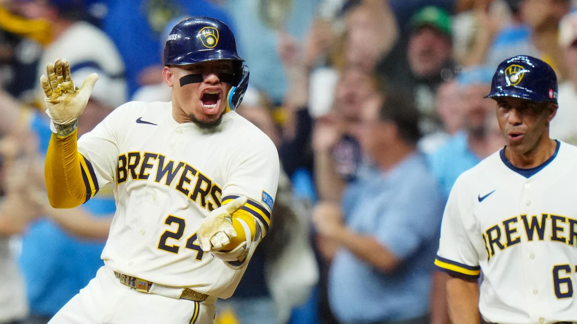 William Contreras smokes a go-ahead RBI single for Brewers — Article image accompanying Contreras delivers and Milwaukee's bullpen shines as the Brewers top the Dodgers 7-4 in NLCS Game 2 on WagerUp Sports News.