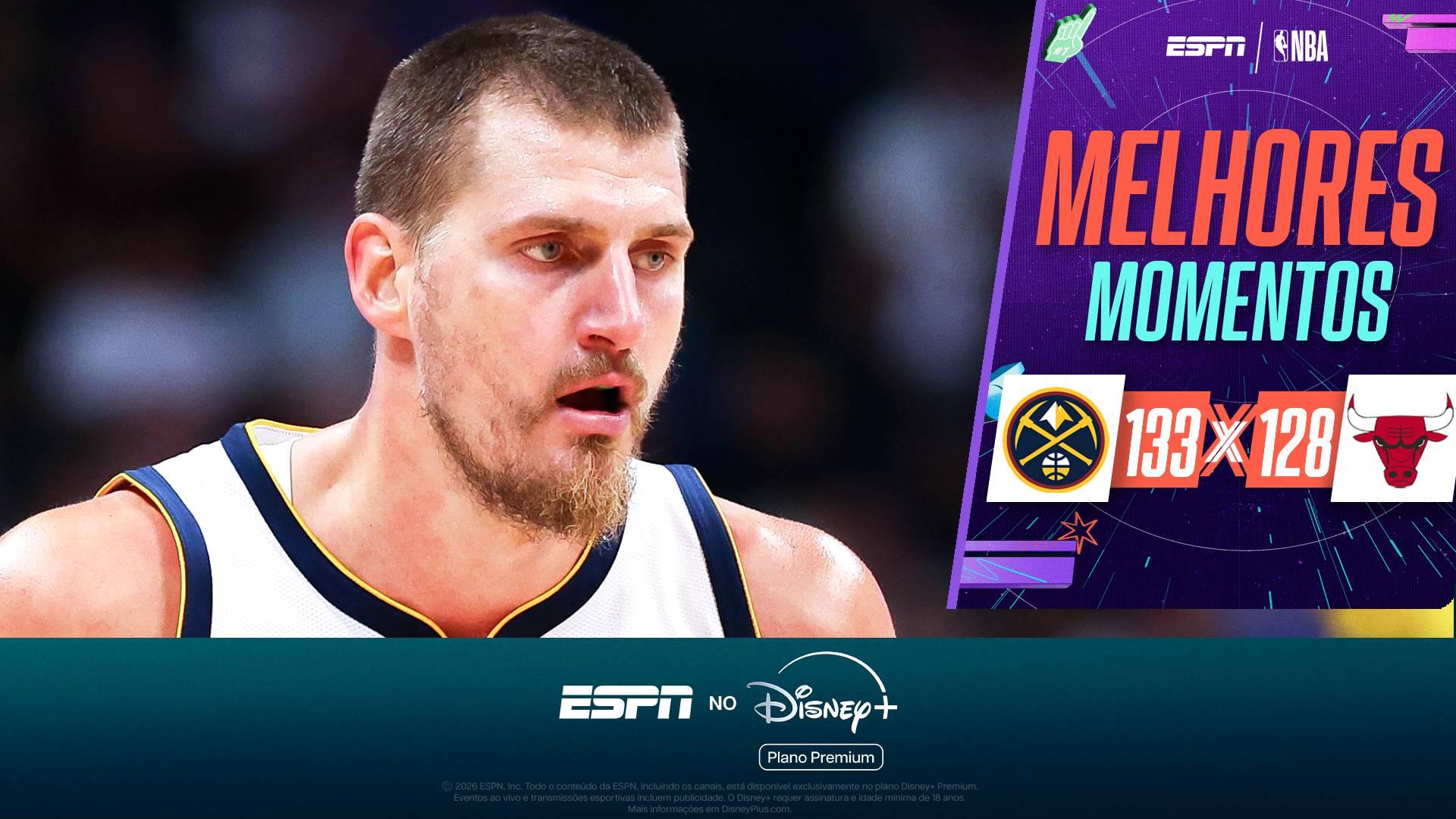 Jokic anota um triplo-duplo em apenas 26 mintuos, e Nuggets superam os Bulls