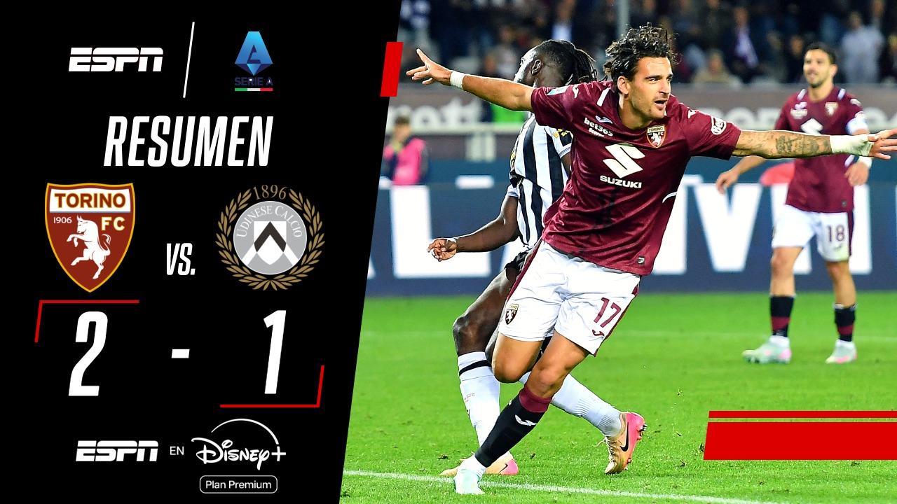 ¡Torino venció 2-1 a Udinese en la Serie A!