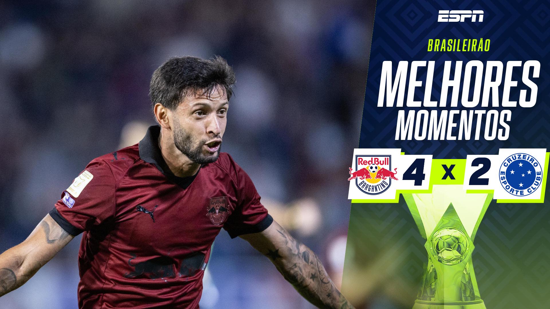 Cruzeiro perde para o Red Bull Bragantino em jogo de seis gols e fica fora da zona de classificação à Libertadores; VEJA como foi