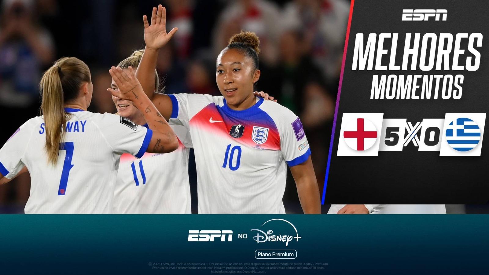 Inglaterra goleia Grécia na repescagem das Eliminatórias para a Copa de 2027 com dois gols de Lauren James; veja como foi