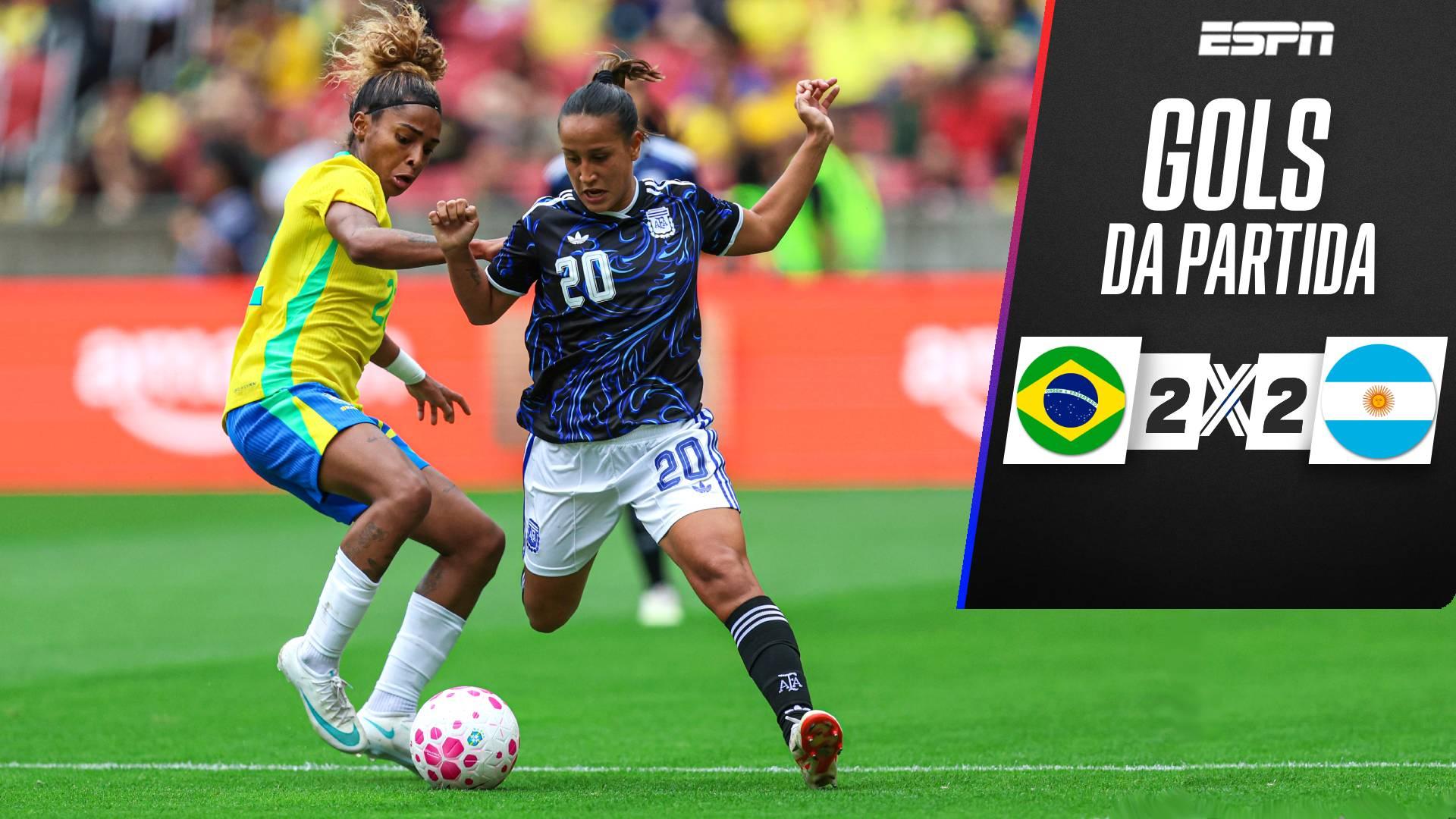 Em jogo agitado, Brasil e Argentina ficam no empate no Beira-Rio; VEJA os gols
