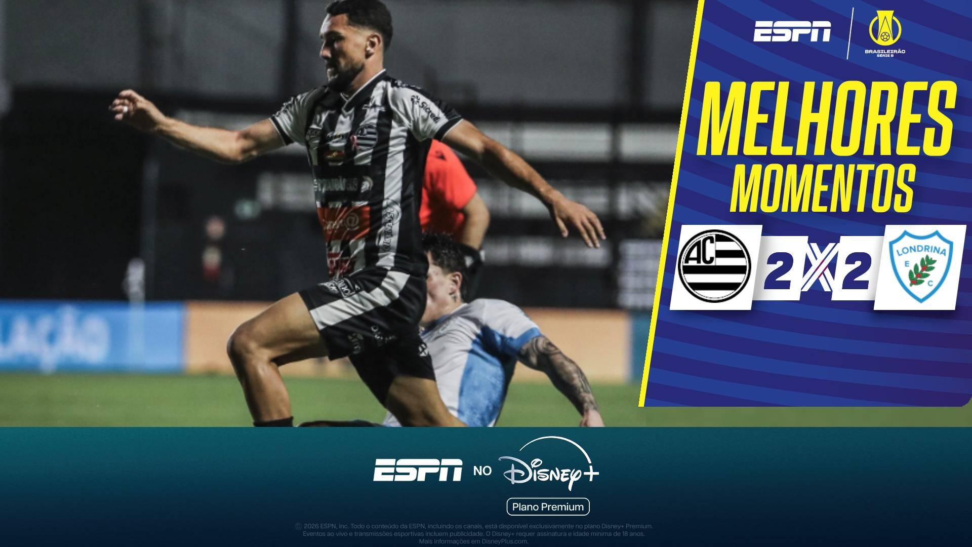 Athletic mostra poder de reação, busca empate duas vezes e complica Londrina na Série B; veja melhores momentos