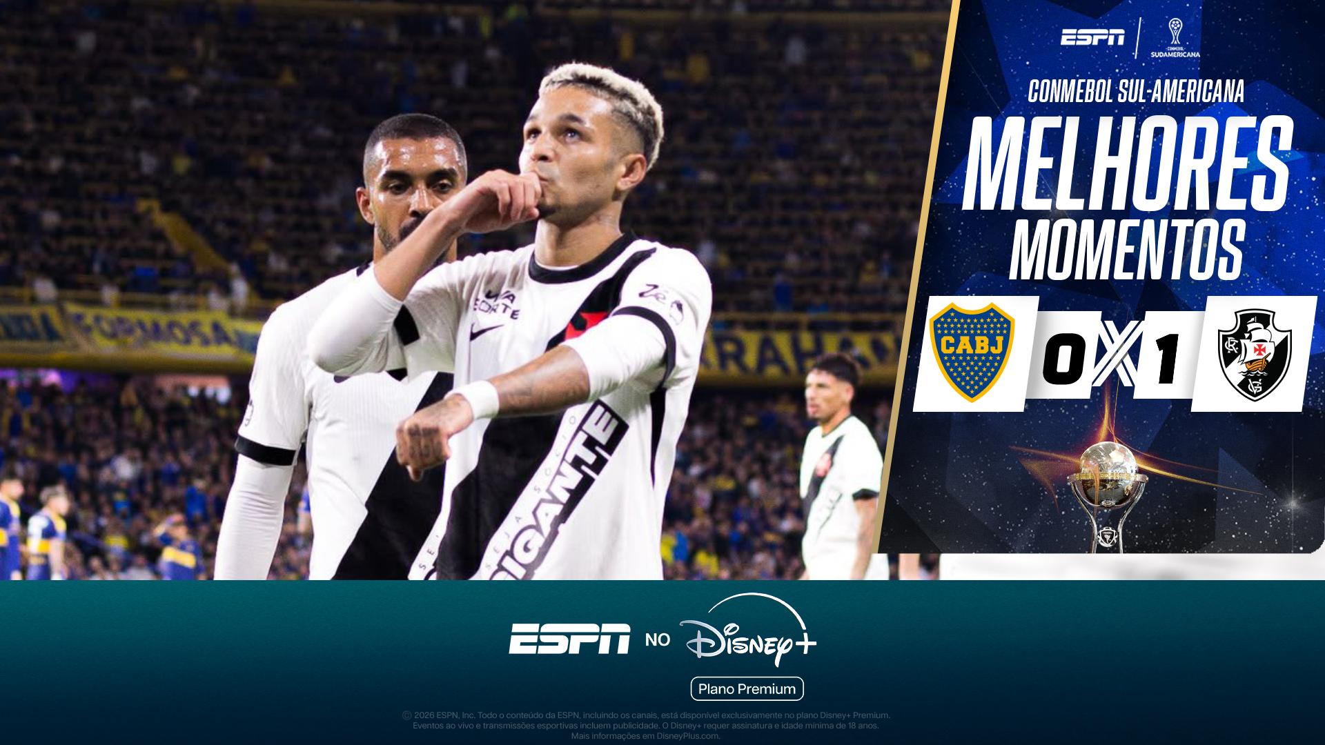 Vasco segura pressão com um a menos e sai na frente contra o Boca na semifinal da Sul-Americana; VEJA como foi
