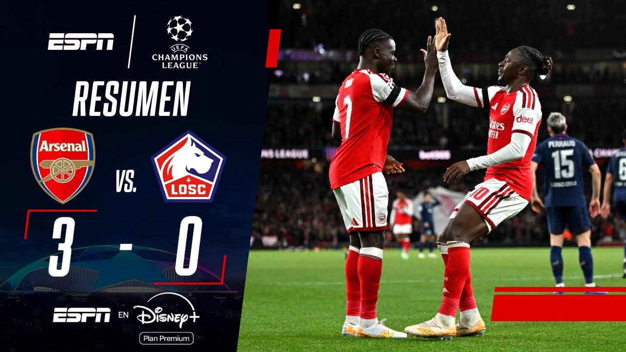 Con una ráfaga, el Arsenal goleó al Lille en la Champions