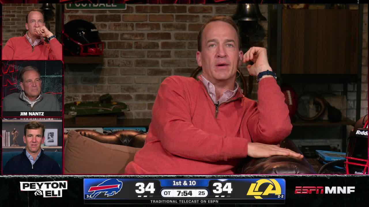Peyton Manning reacts to James Cook's OT fumble