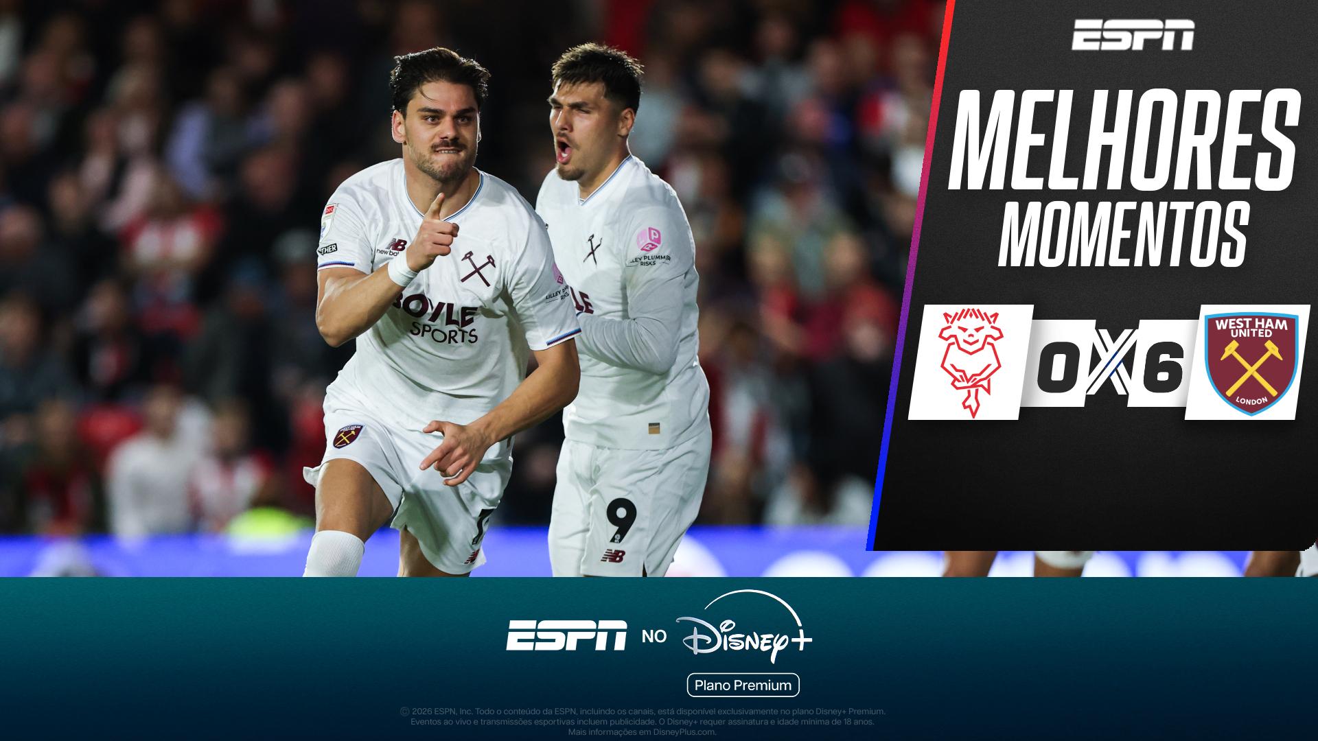 Lincoln tem dois expulsos, e West Ham vence por 6 a 0 na Championship; VEJA os melhores momentos