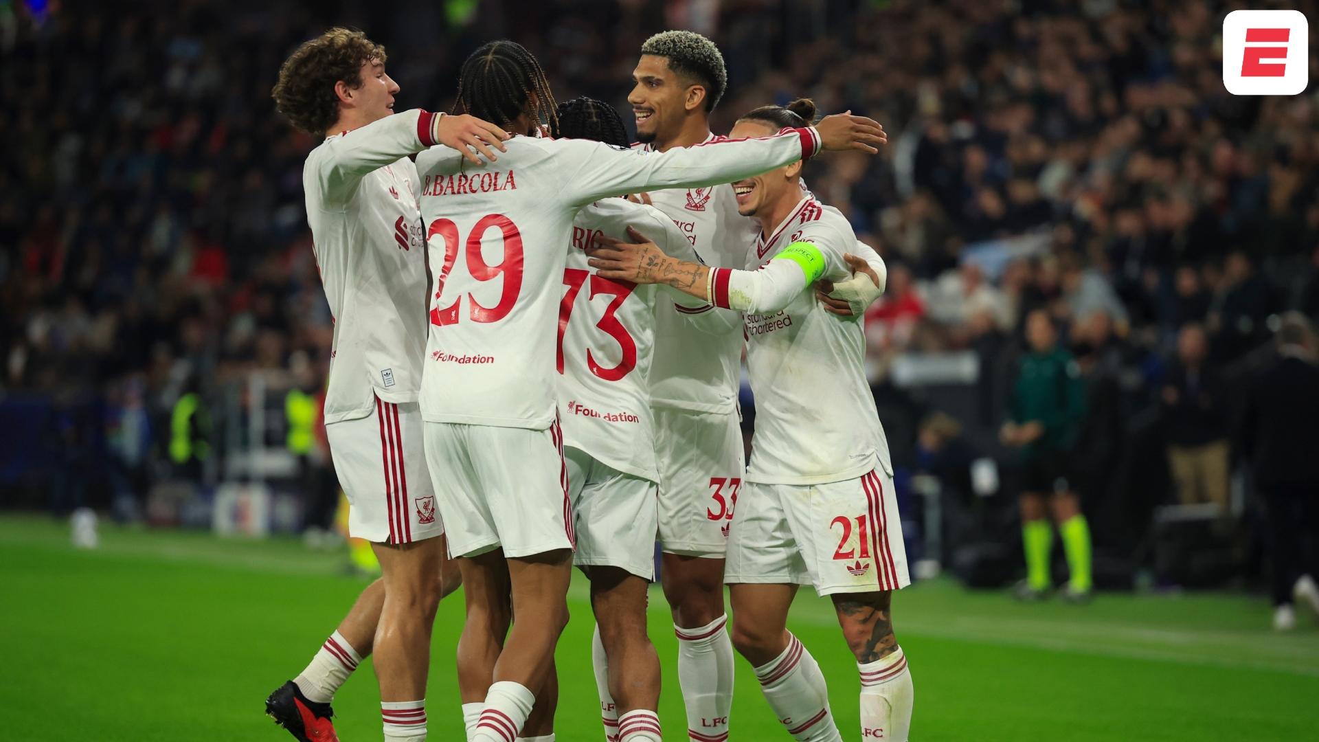 Barcola brilla en la goleada del Liverpool sobre el LASK por La Champions