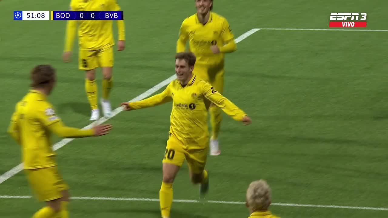 ¡Arriba el Bodo/Glimt! Sjovold puso el 1-0 ante Borussia Dortmund
