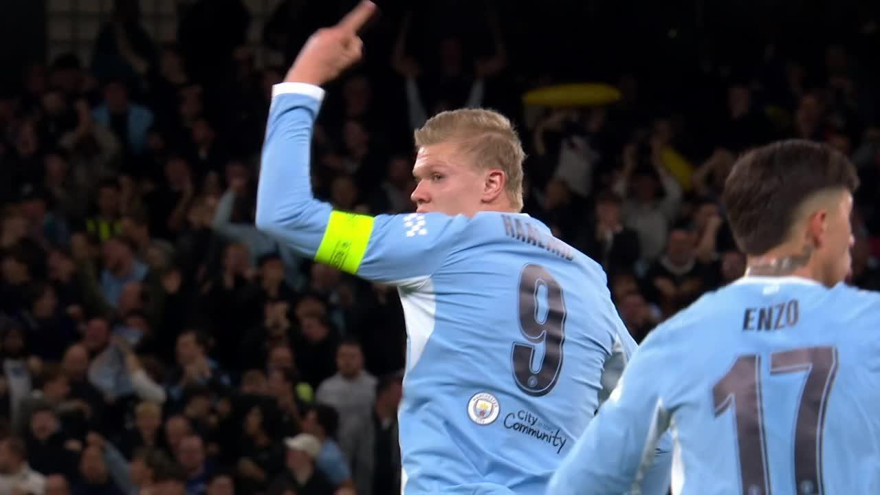 ¡Cabezazo goleador de Haaland para el descuento del City!