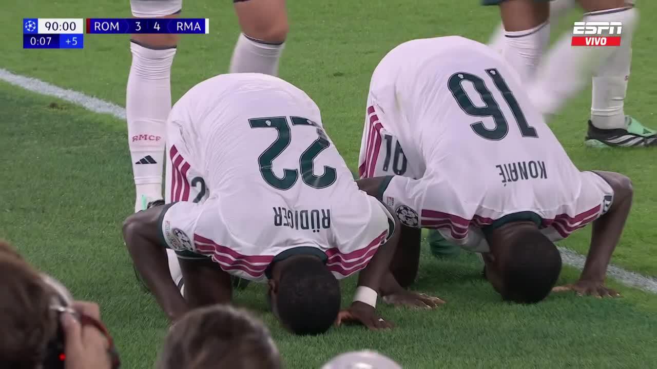 ¡Así gana el Madrid! Gol agónico de Rüdiger para darlo vuelta 4-3 ante Roma