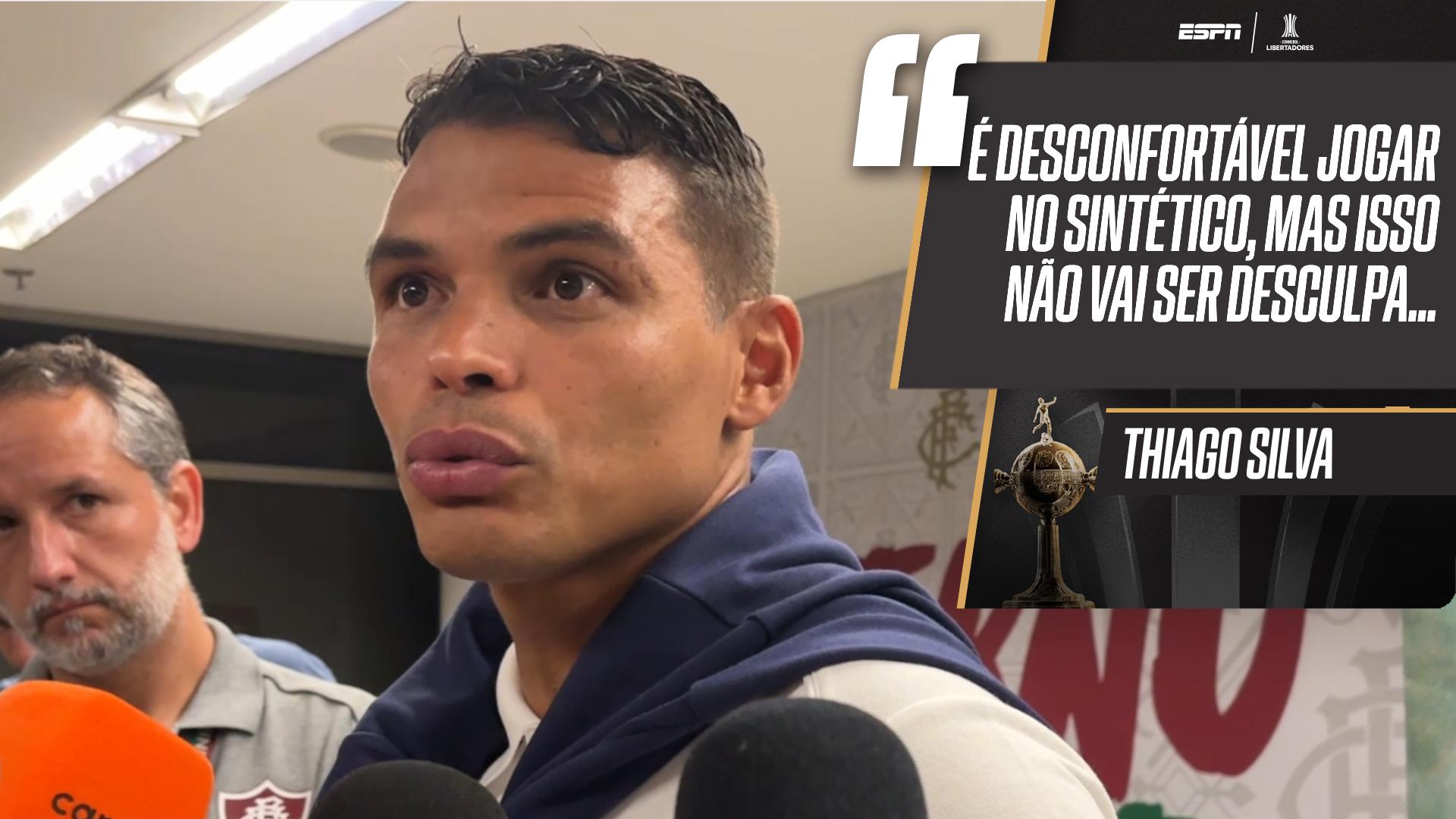 Thiago Silva admite incômodo com jogar a volta no sintético, mas é direto: 'Isso não é desculpa'
