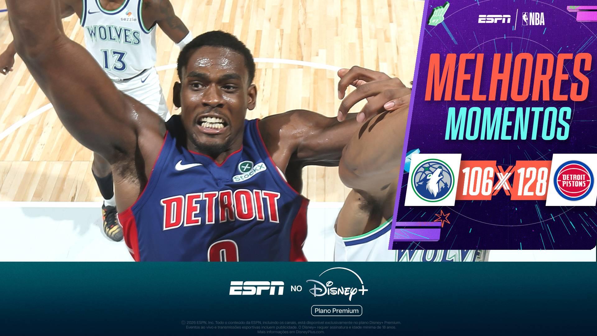 Jalen Duren dá mostra de força, e Pistons arrasam os Timberwolves na pré-temporada da NBA
