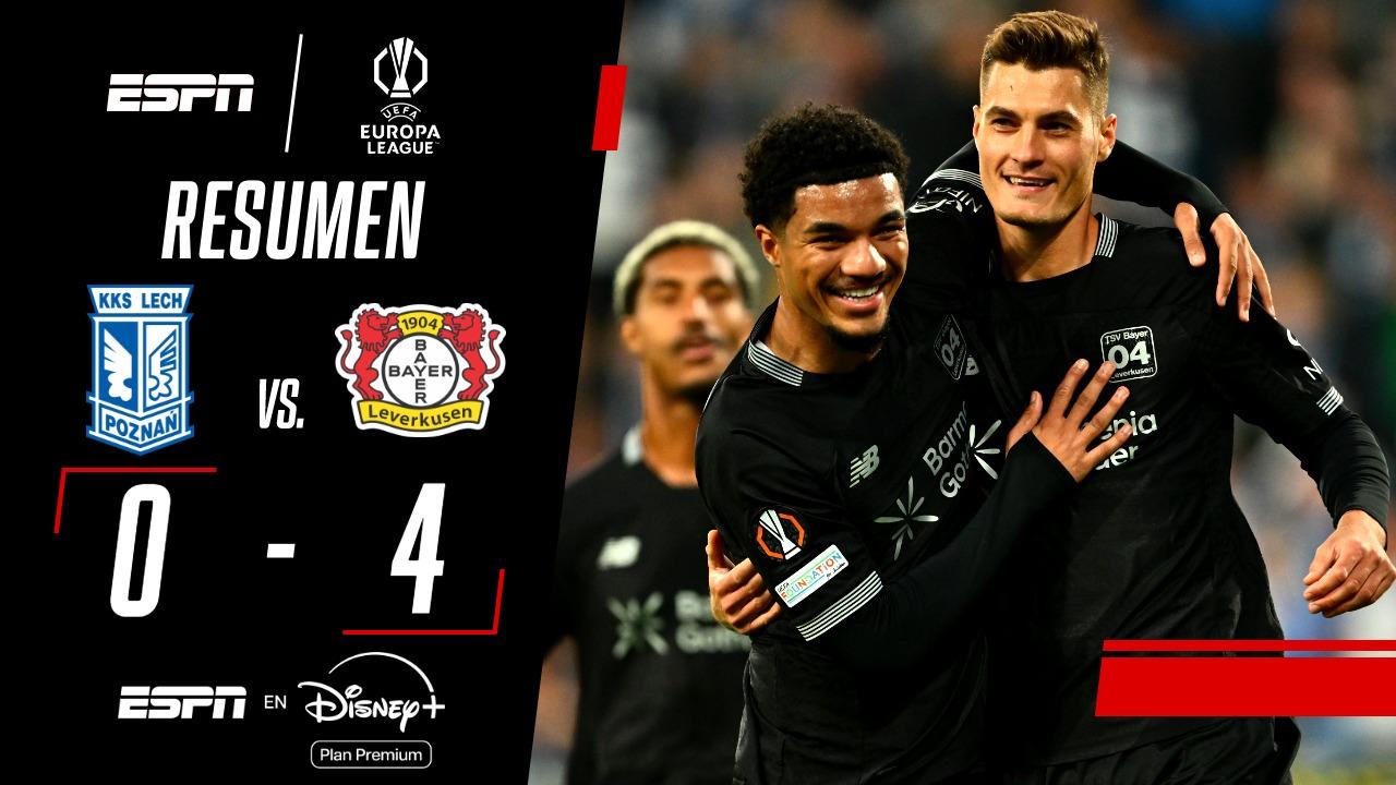 Bayer Leverkusen goleó al Lech Poznań y es líder en la UEFA Europa League