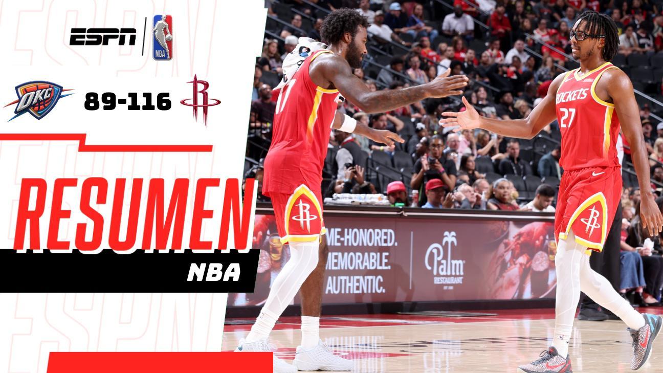 Rockets se imponen por 27 puntos a Thunder en su último ensayo