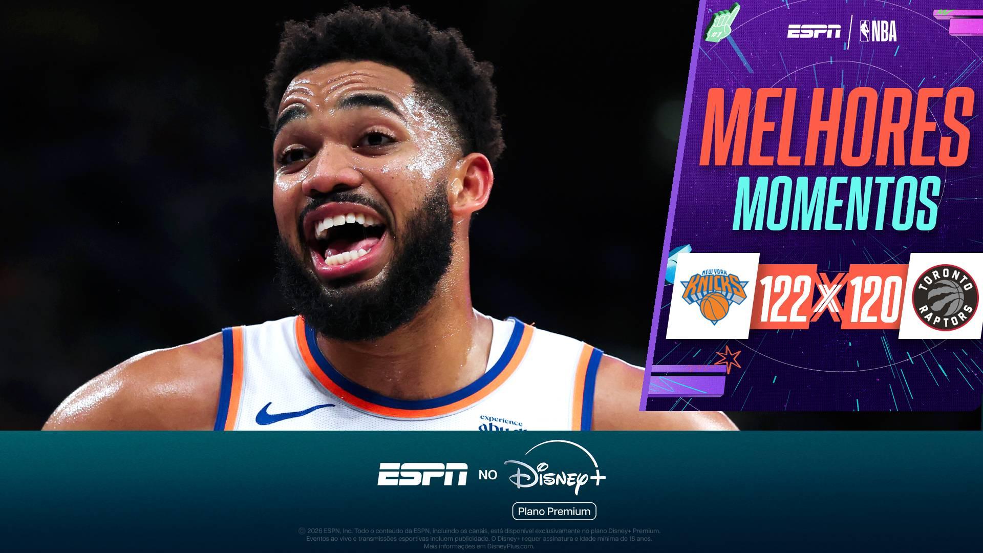 Towns fica muito perto do triplo-duplo, e Knicks batem os Raptors na pré-temporada da NBA