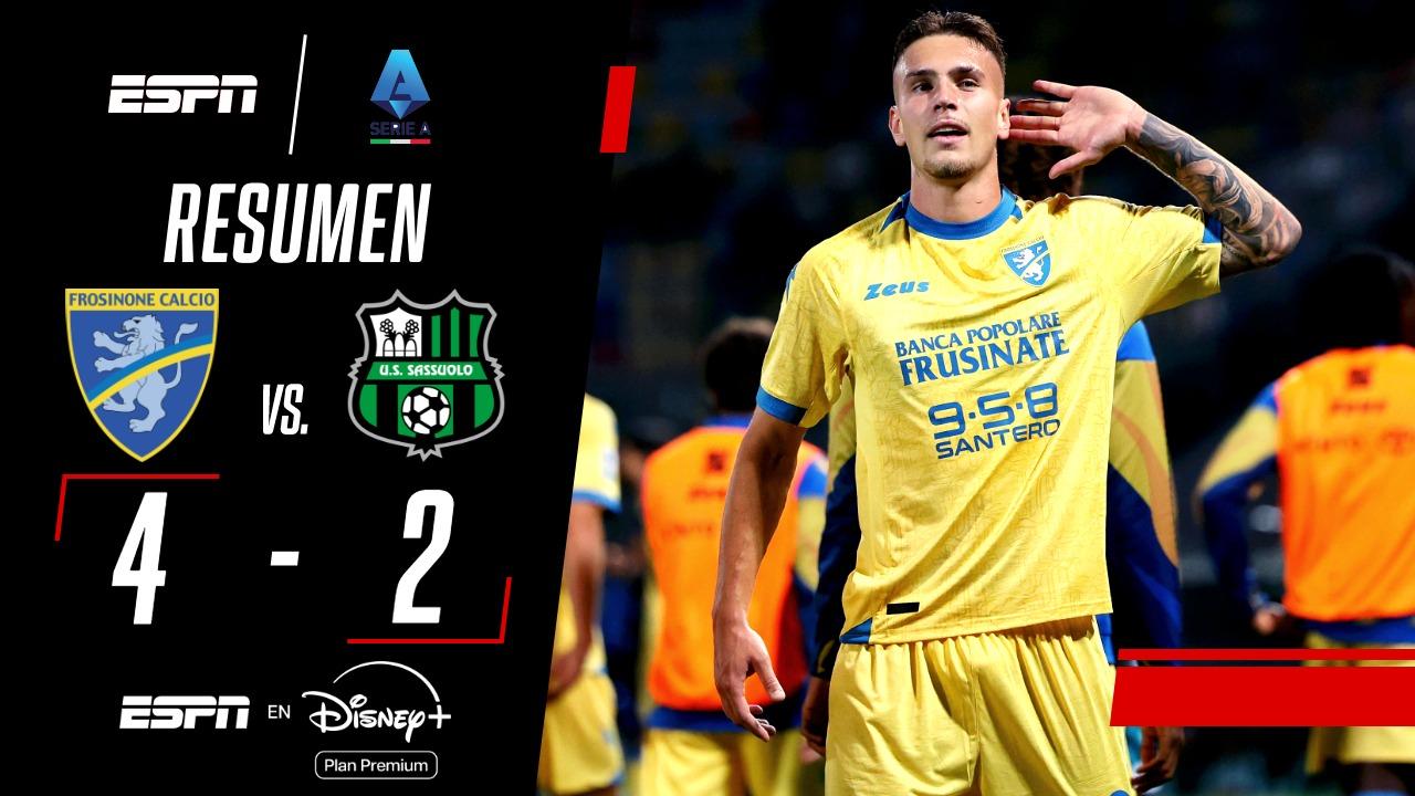 En una lluvia de goles, Frosinone venció 4-2 al Sassuolo