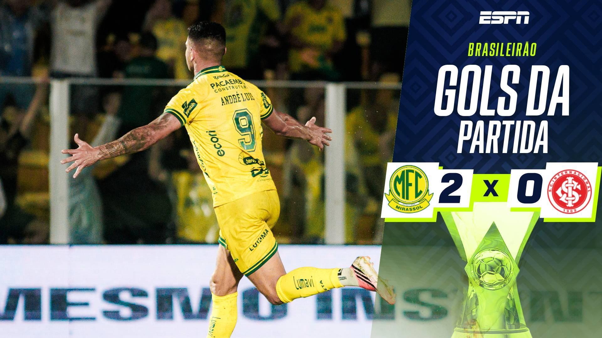 Os gols de Carlos Eduardo e André Luís que decretaram a vitória do Mirassol contra o Internacional no Brasileirão