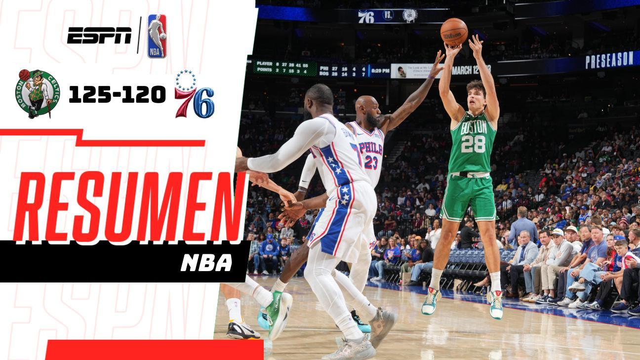 Celtics mantienen el paso perfecto con triunfo de 125-120 sobre 76ers
