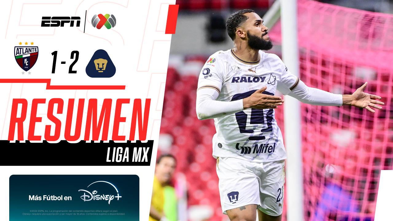 Pumas vence 2-1 al Atlante con doblete de Juninho en la Jornada 12 | Resumen