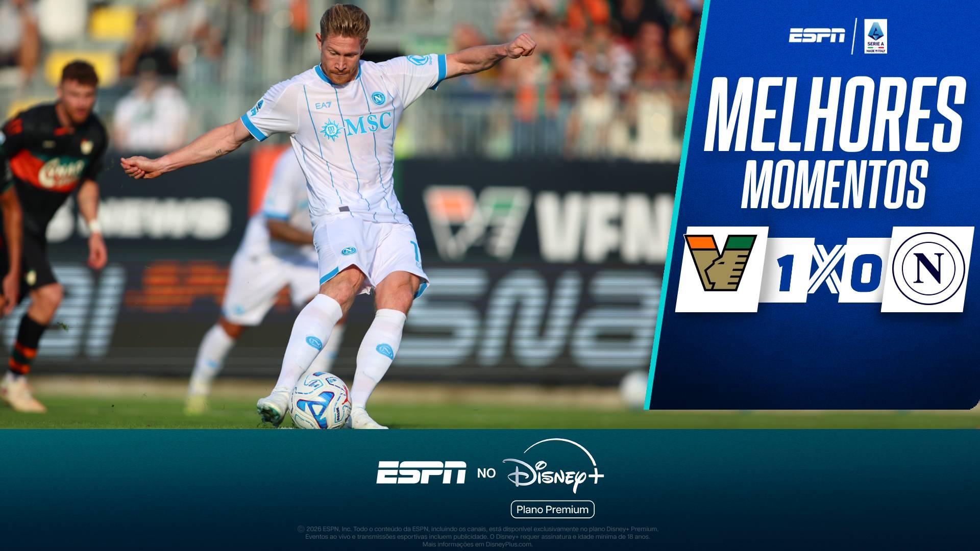 De Bruyne perde terceiro pênalti da carreira, Napoli tropeça contra o Venezia e segue longe do topo no Italiano; melhores momentos