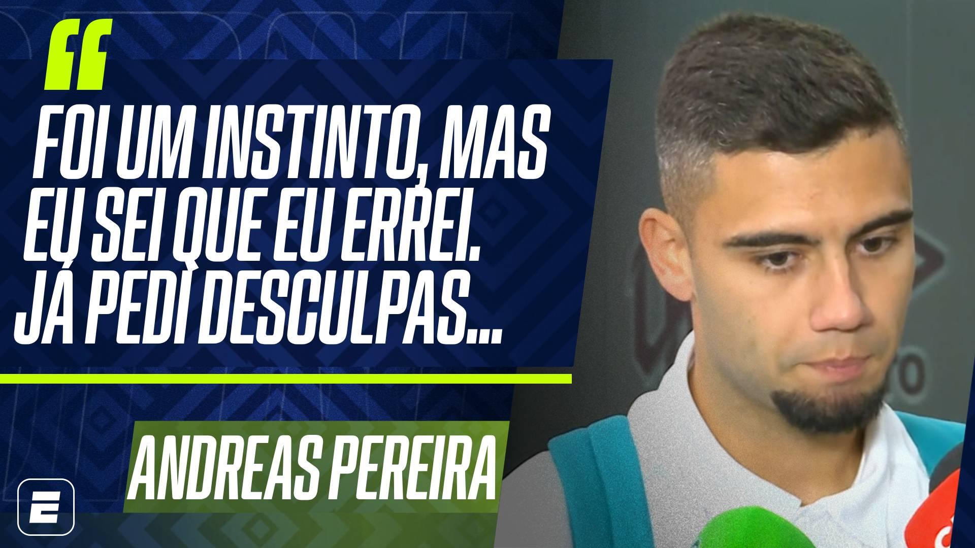 Andreas Pereira explica expulsão após chutar 'bola extra' em Athletico x Palmeiras: 'Foi um instinto...'