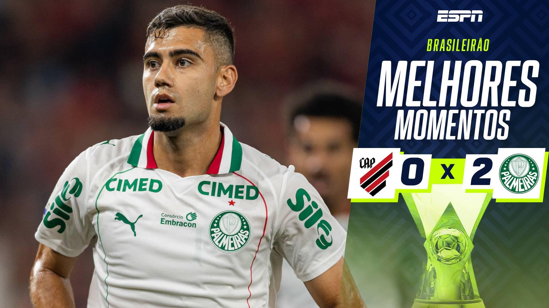 Palmeiras supera expulsão de Andreas Pereira, vence Athletico em Curitiba e 'dorme' na liderança do Brasileirão