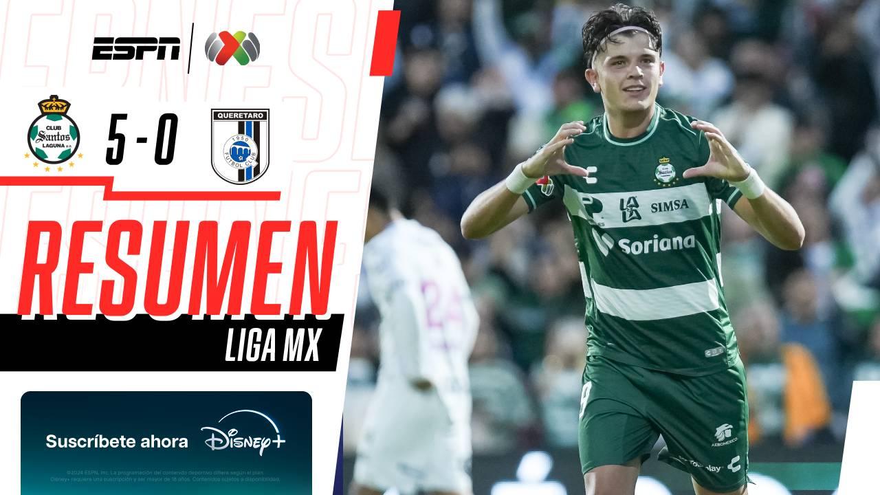 ¡Santos derrota a Querétaro y consigue su quinta victoria consecutiva! | Resumen