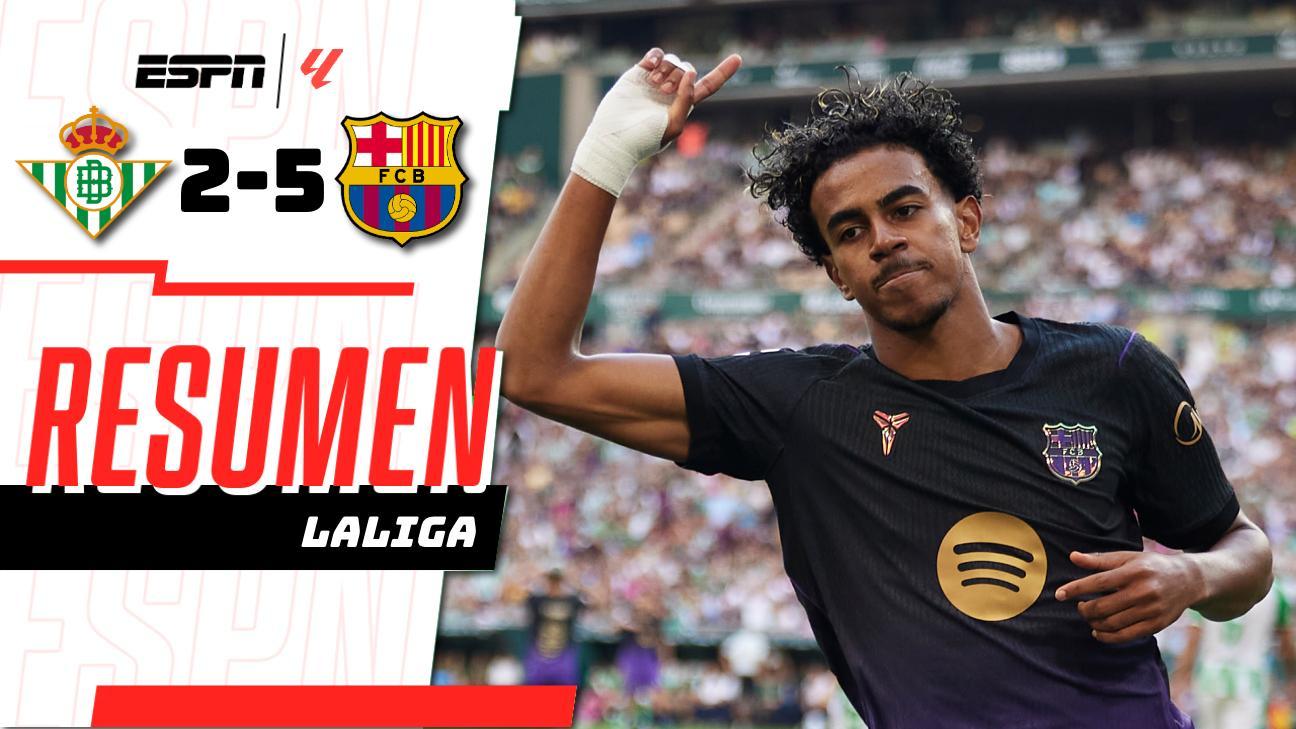 ¡El Barcelona aplasta 5-2 al Real Betis como visitante y suma su novena victoria de la temporada!