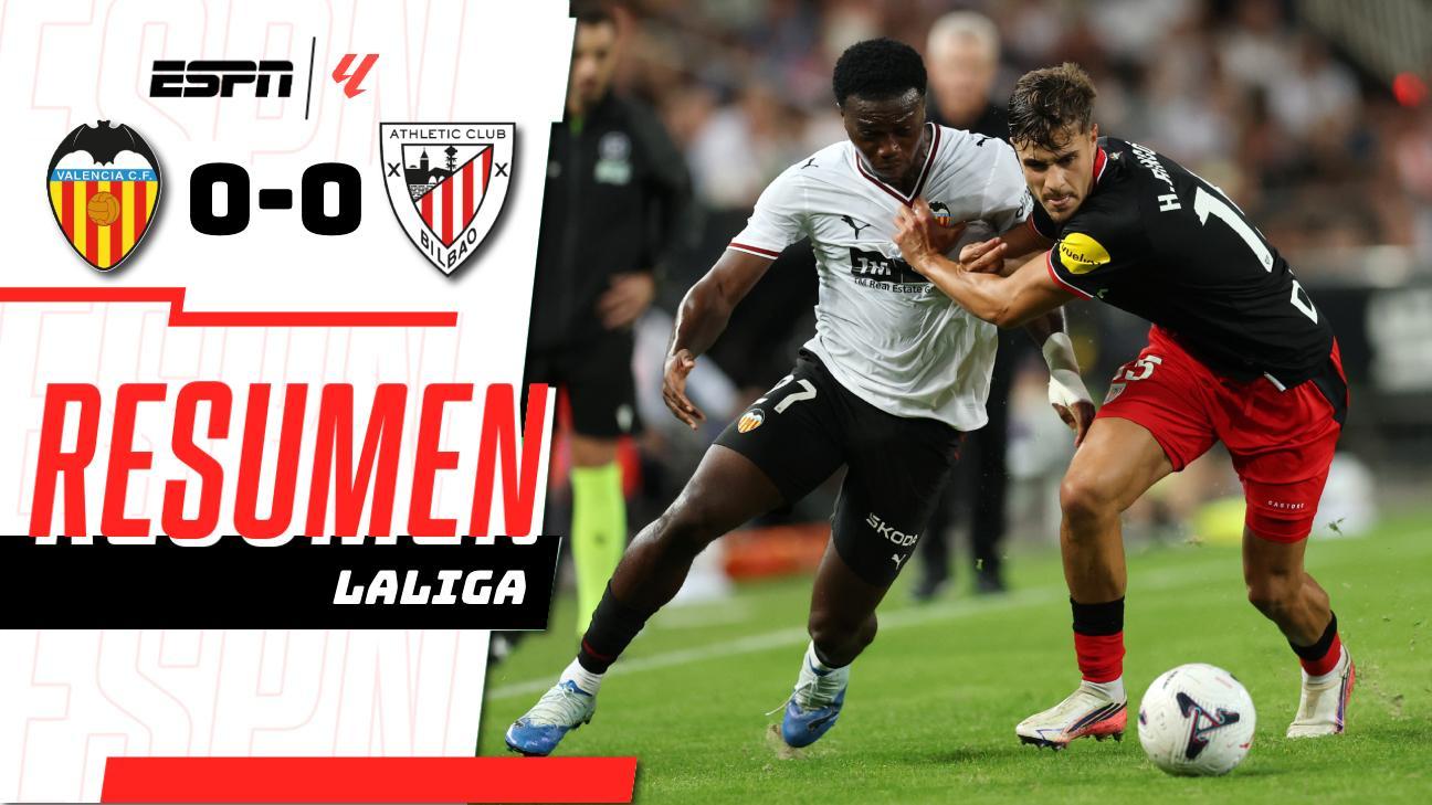 ¡Valencia y Athletic Club empatan 0-0 y se reparten los puntos!