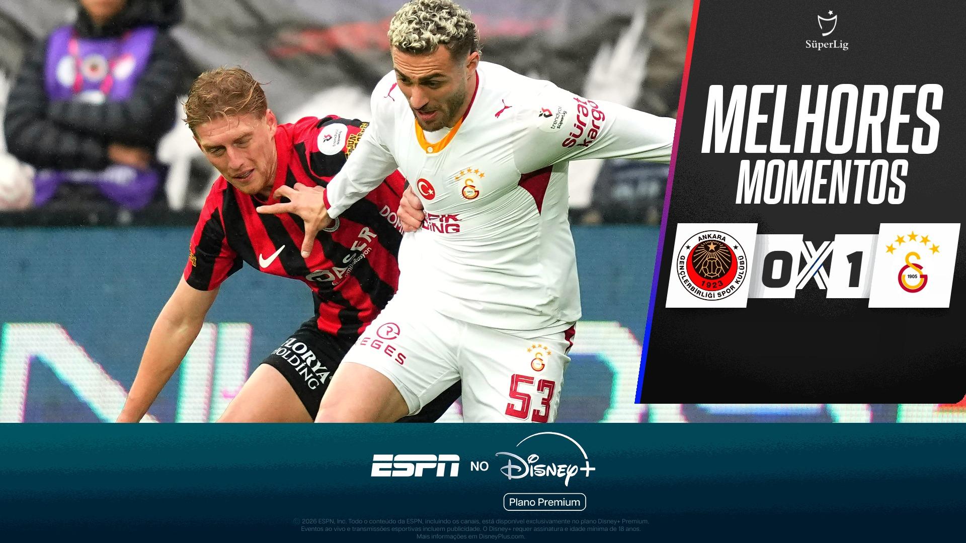 Genclerbirligi 0 x 1 Galatasaray no Campeonato Turco: VEJA os melhores momentos