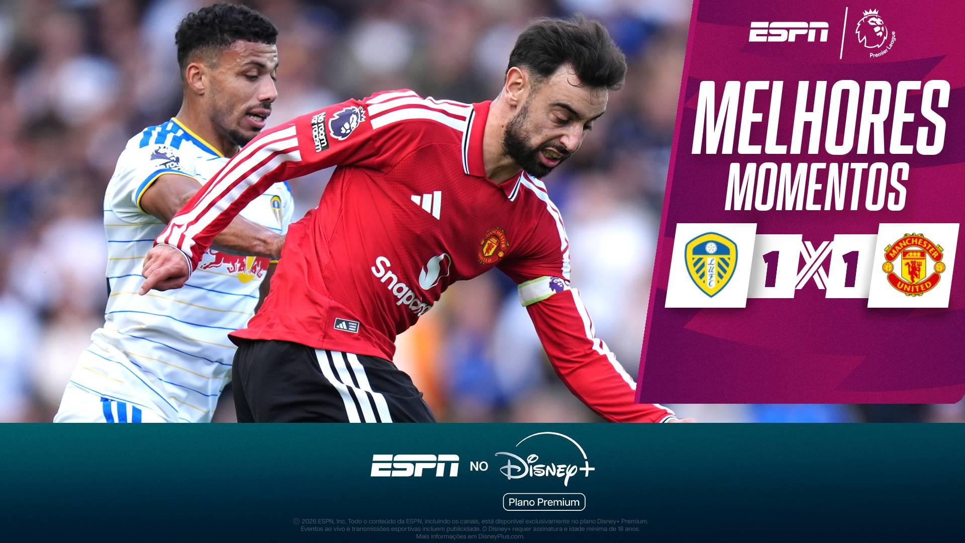 United sai na frente, mas leva empate do Leeds e chega a cinco jogos sem ganhar na Premier League; melhores momentos