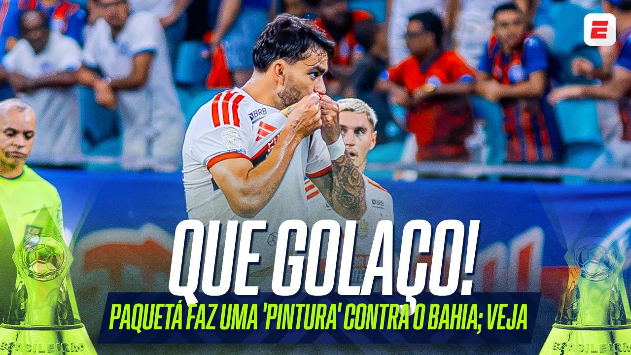 O que foi isso, Paquetá? Veja o golaço do meia na vitória do Flamengo sobre o Bahia