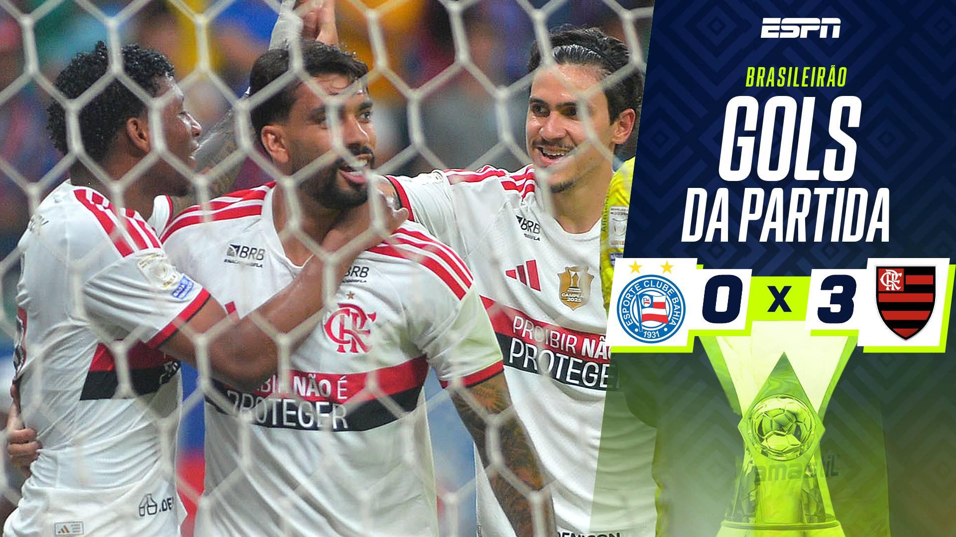 Segue o líder! Veja os gols da goleada do Flamengo sobre o Bahia em Salvador