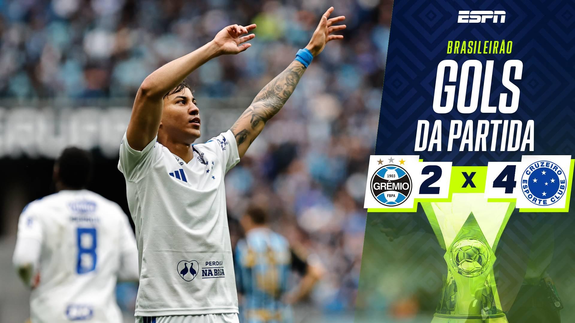 Com hat-trick de Kaio Jorge, veja os gols da virada do Cruzeiro sobre o Grêmio pelo Brasileirão