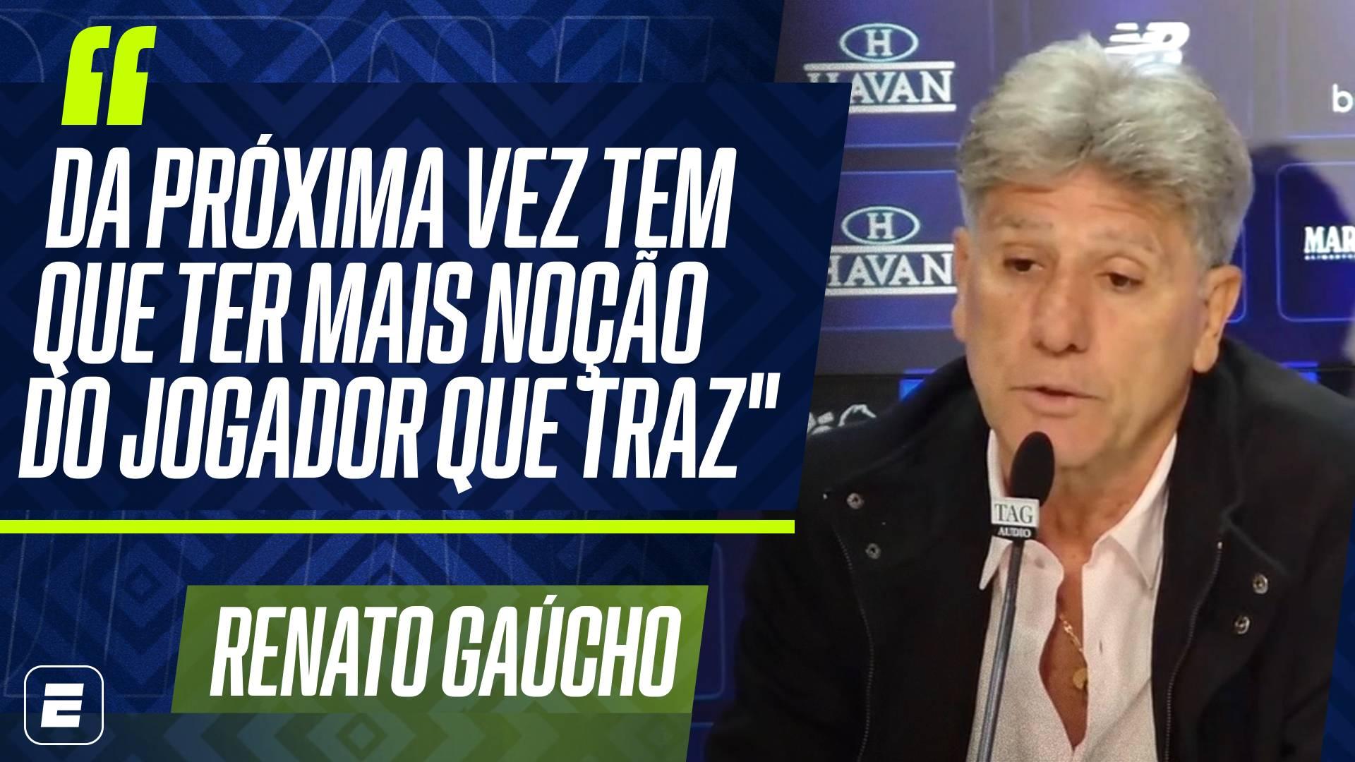 Renato Gaúcho critica política de contratações do Grêmio: 'A conta chega'