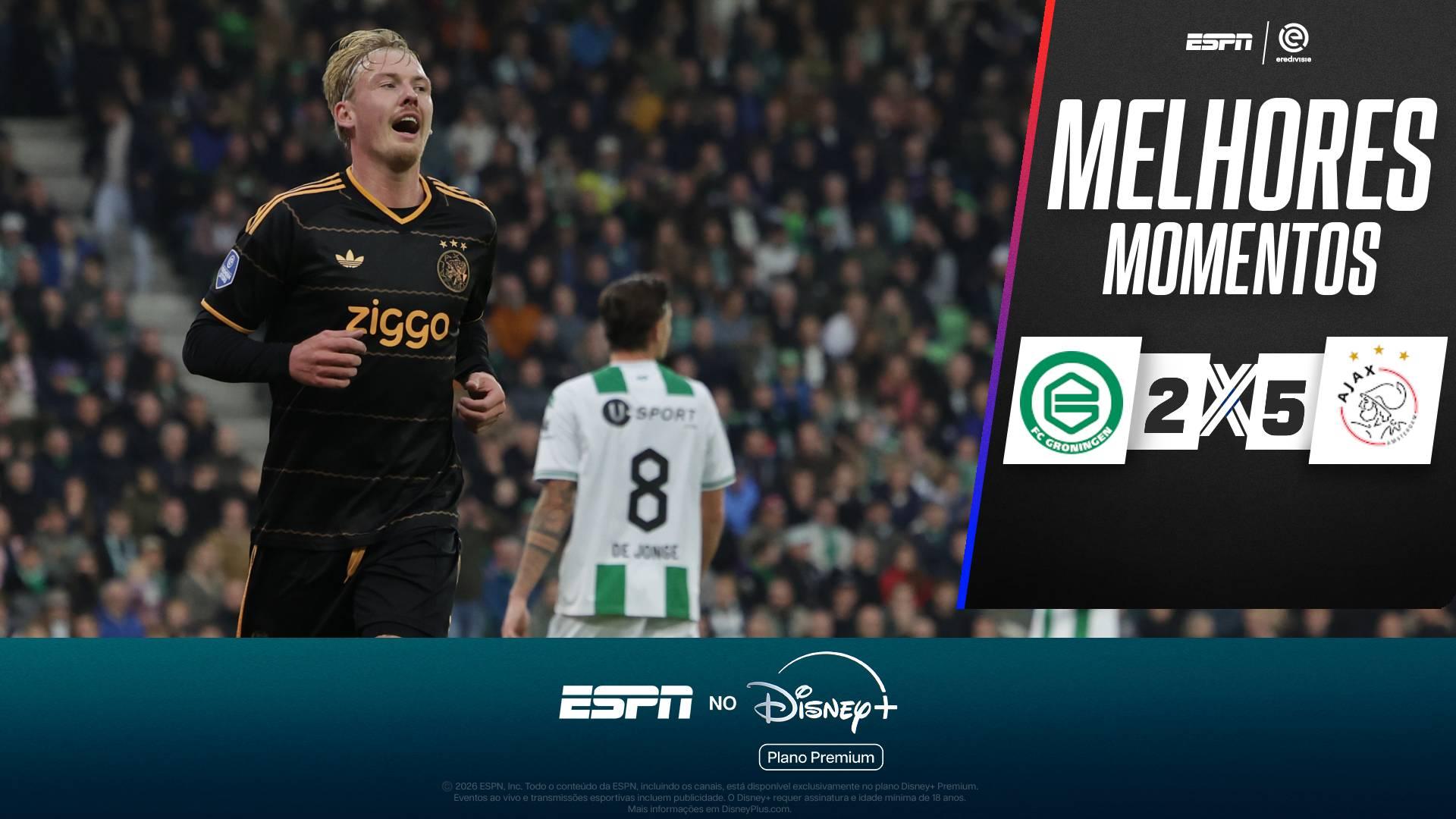 Em partida de sete gols, Ajax vence Groningen pelo Campeonato Holandês; melhores momentos