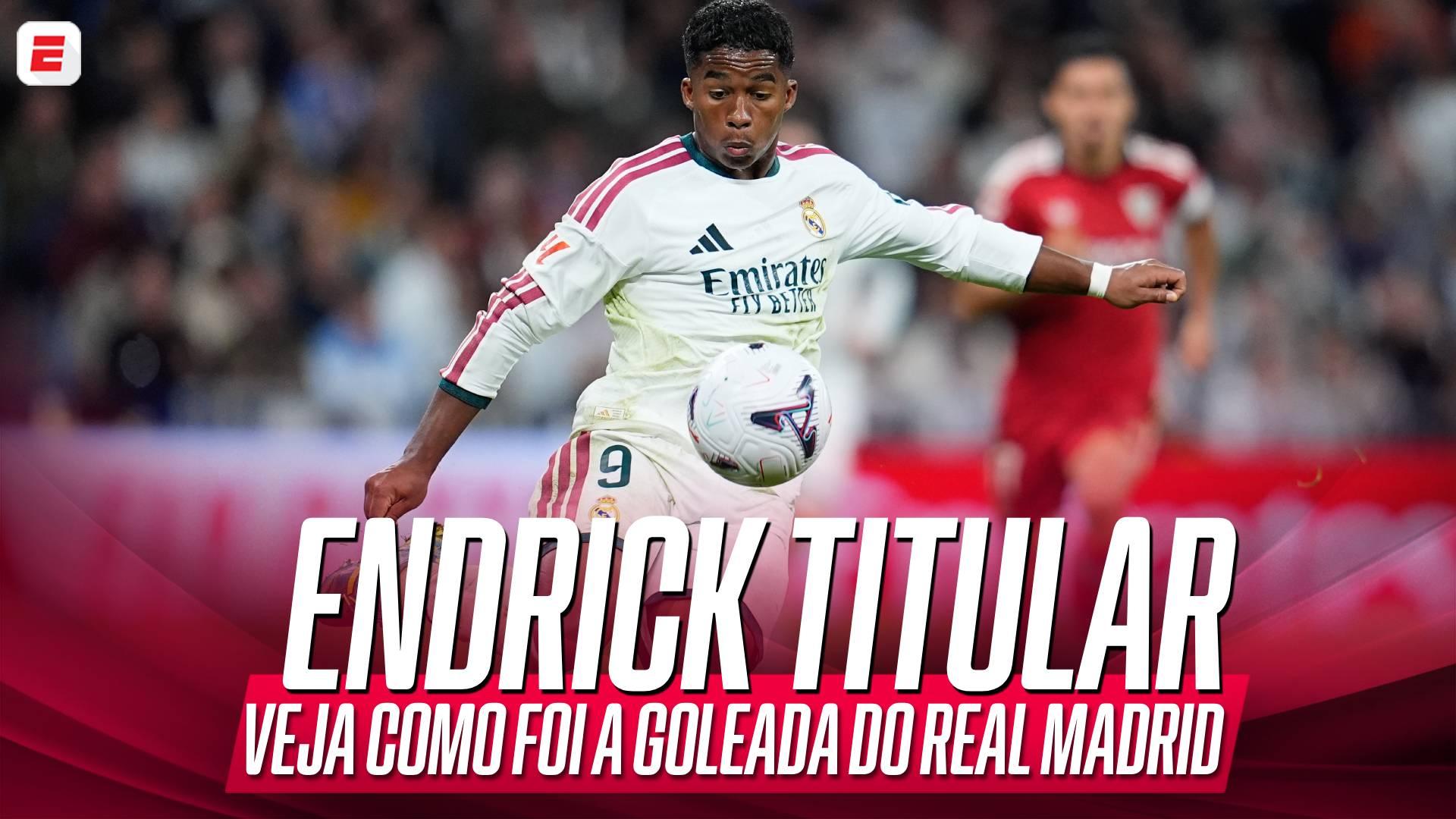 Em 1º jogo de Endrick como titular, Real Madrid goleia Sevilla com show de Mbappé e chega embalado para El Clásico