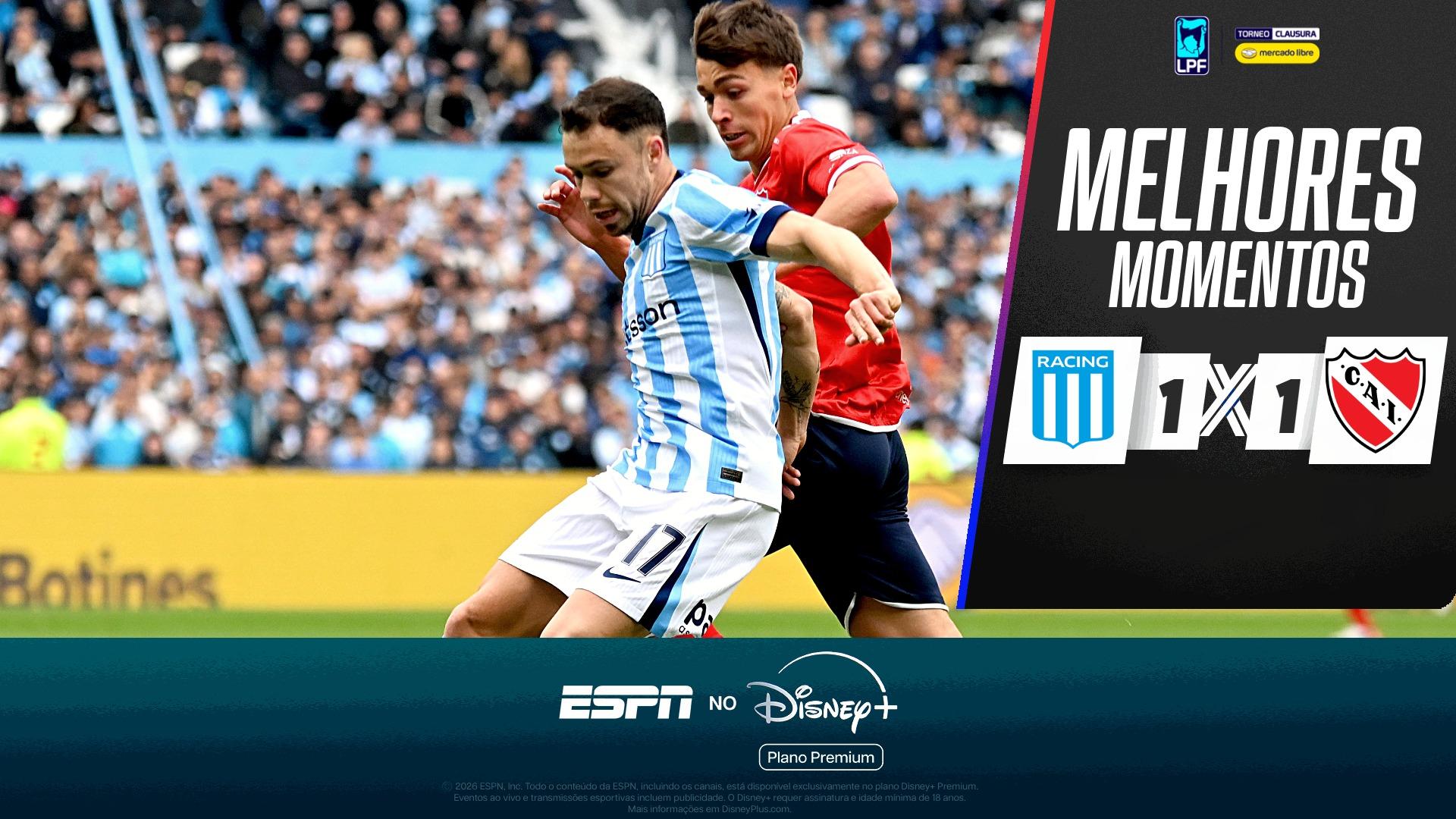 Racing Club 1 x 1 Independiente no Campeonato Argentino: VEJA os melhores momentos