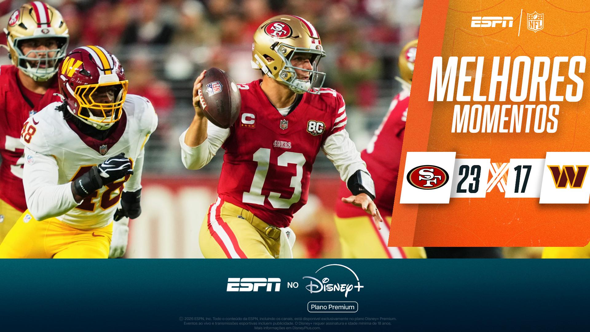 San Francisco 49ers supera Washington Commanders e vence a sexta seguida na NFL; VEJA os melhores momentos
