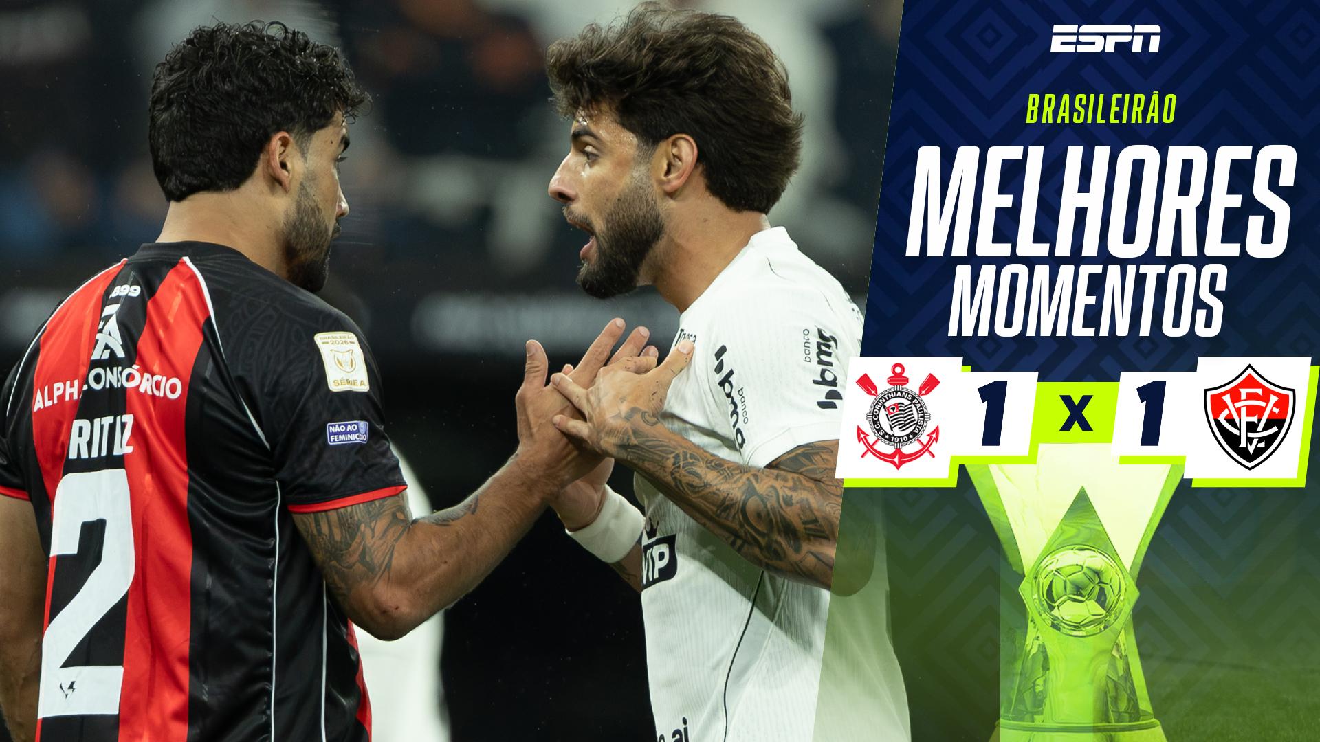 Corinthians fica no empate com o Vitória e segue colado no Z-4; VEJA os melhores momentos