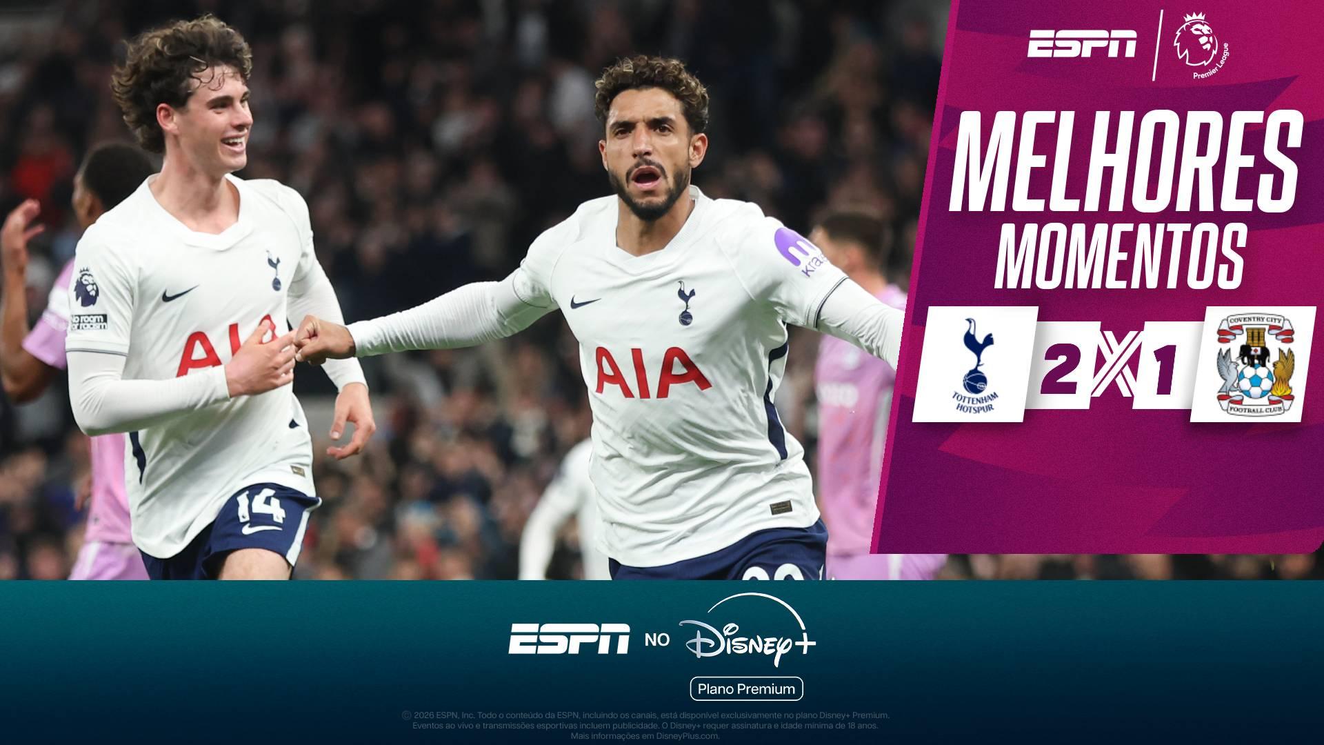 Tottenham vence o Coventry pela Premier League; VEJA os melhores momentos