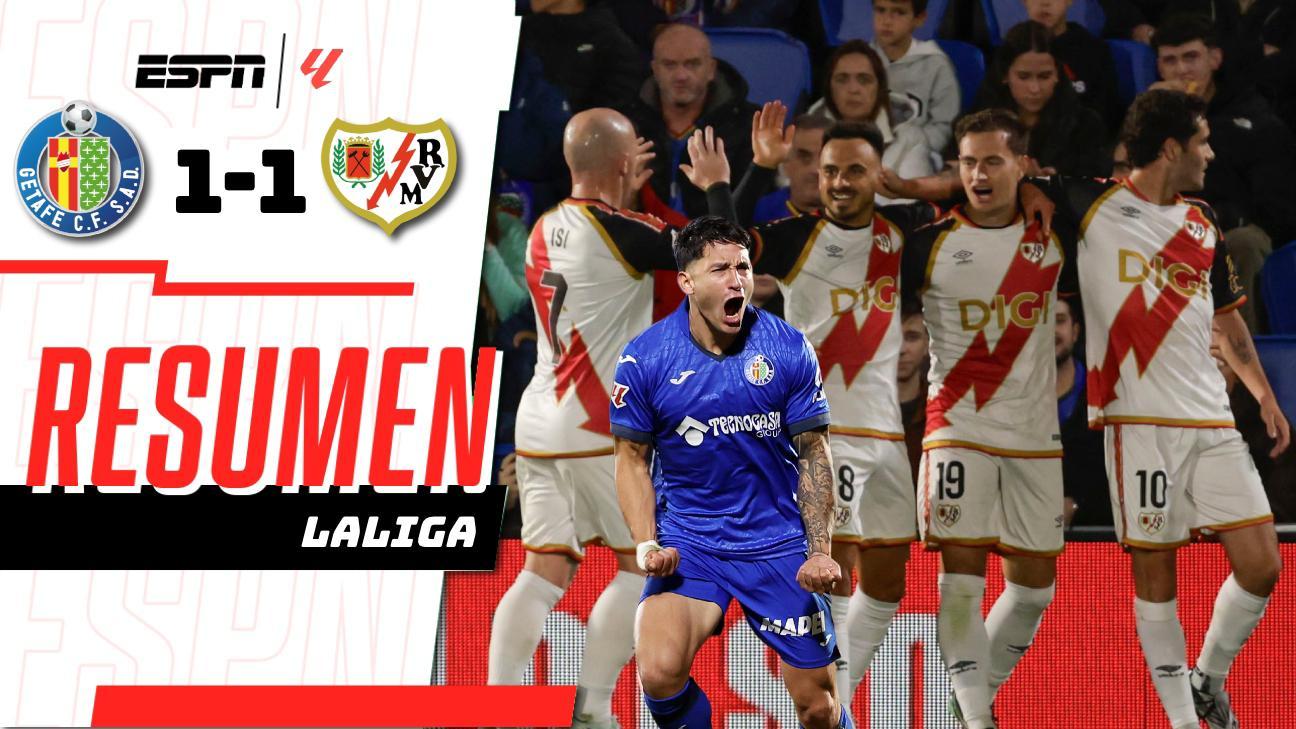 ¡Getafe rescata un punto ante el Rayo jugando con diez!