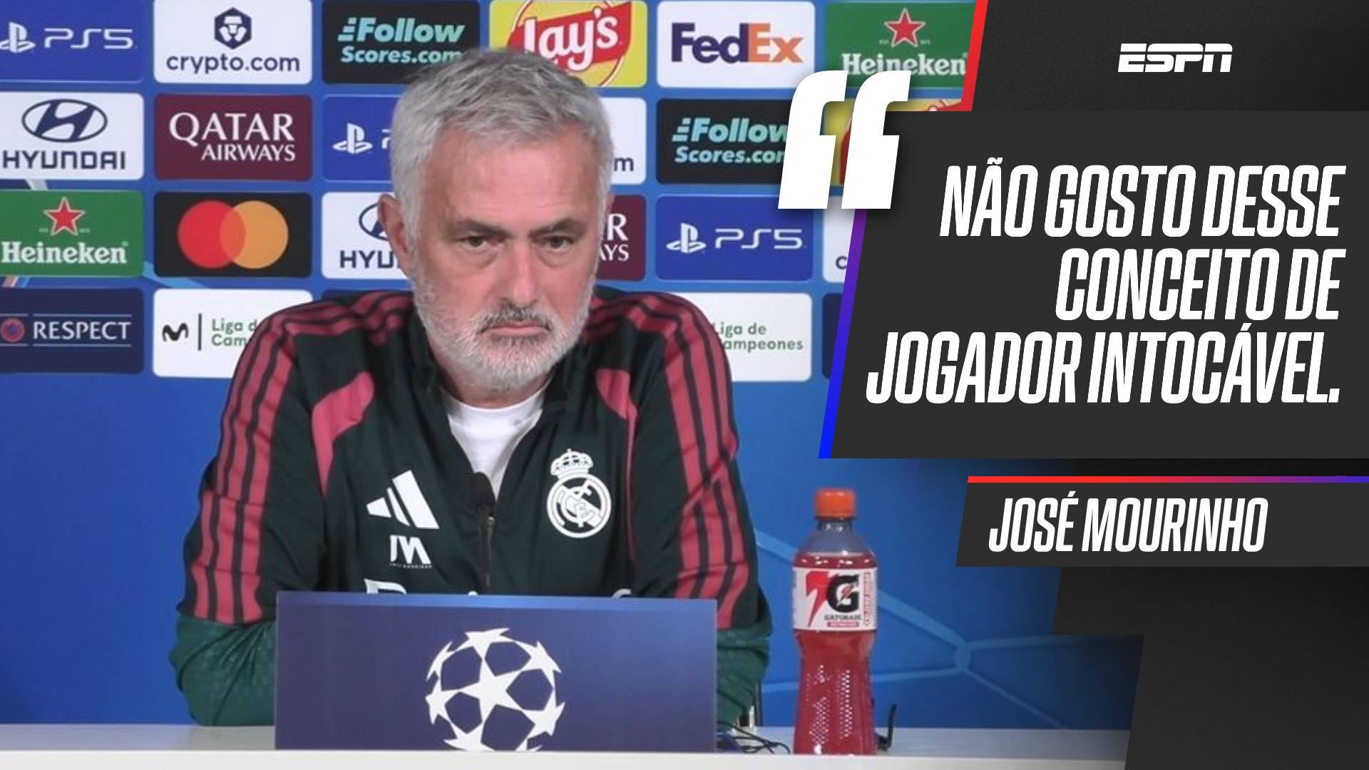 Mourinho revela que Vini Jr. será titular do Real Madrid na Champions, mas manda 'recado' ao jogador: 'Único intocável é o escudo'