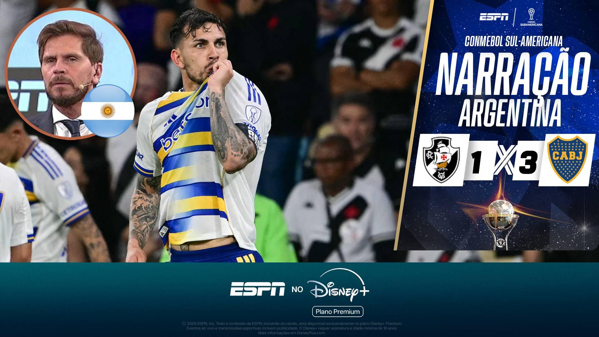 'Paredes tem aura': VEJA a narração da ESPN Argentina de Vasco 1 x 3 Boca Juniors