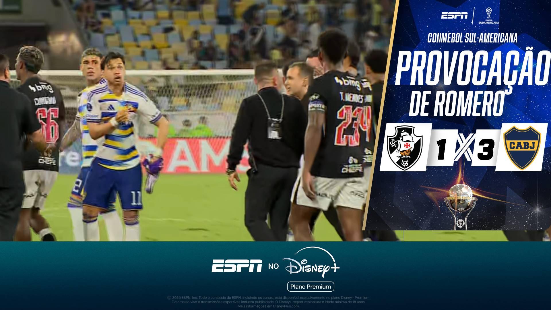 Romero provoca Thiago Mendes mostrando escudo do Boca Juniors após eliminação do Vasco: 'Rasga agora'