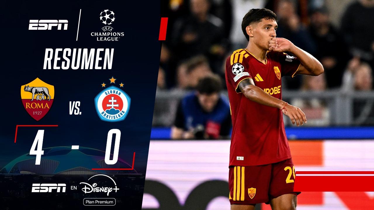 ¡La Roma goleó al Slovan Bratislava con protagonismo argentino en la Champions!