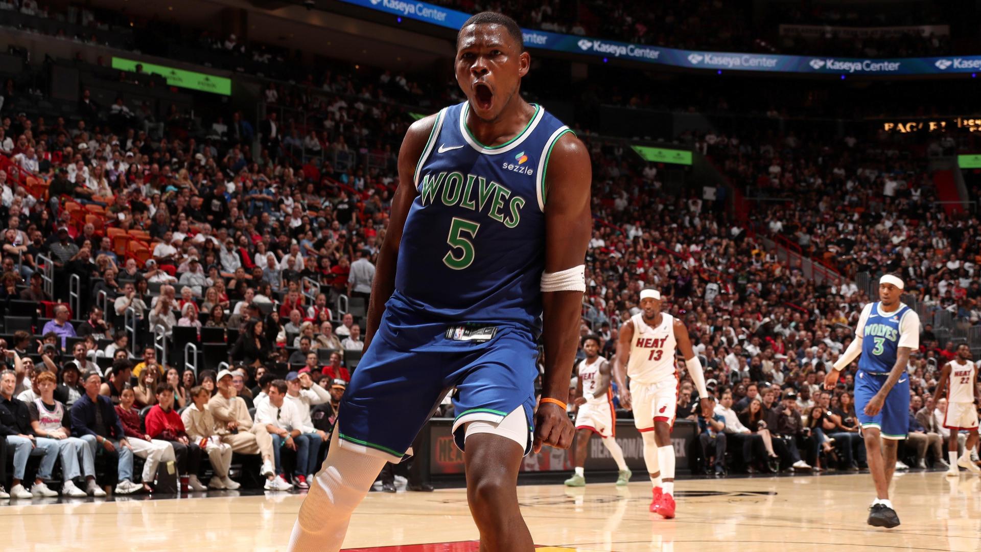 Anthony Edwards scores 45, Wolves roll past Heat 131-106 to spoil Giannis' opener
