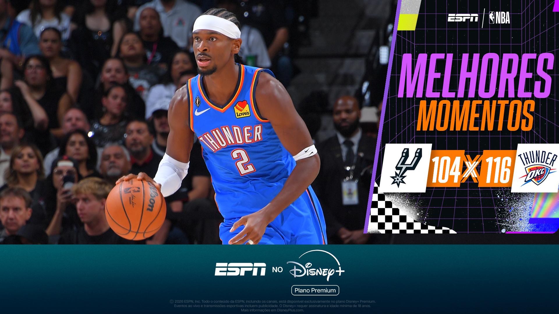 Shai Gilgeous-Alexander brilha com 32 pontos, e Thunder vence Spurs em jogo quente; VEJA os melhores momentos