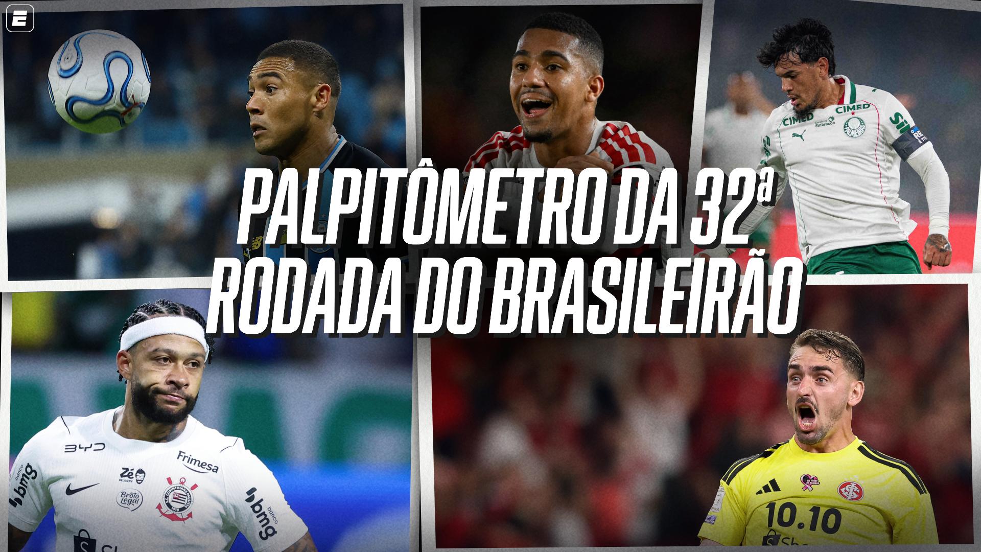 Flamengo e Palmeiras na briga pelo título, Grêmio e Inter tentam fugir do Z-4 E muito mais: VEJA o palpitômetro da 32ª rodada do Brasileirão